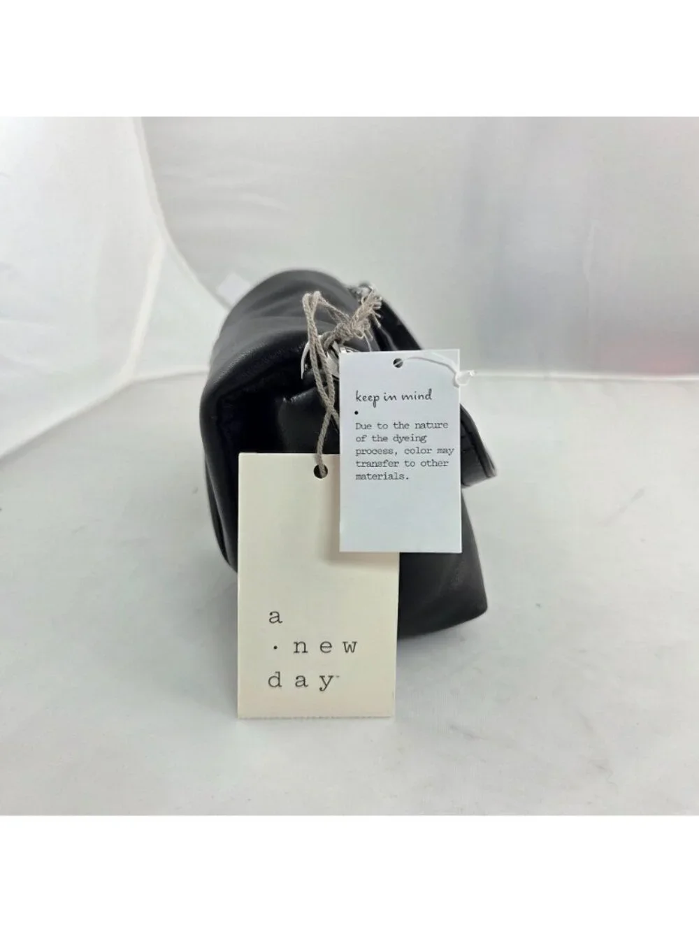 Black Faux Leather Micro Nano Satchel Chain A New Day Soft Puffy Magnetic Close
